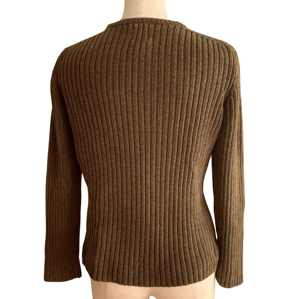 Eddie Bauer Women’s Ribbed Knit V-Neck Sweater Olive Green Size M - Picture 3 of 6